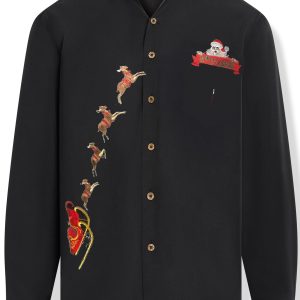 Long Sleeve Peekaboo Santa - Black, M