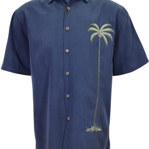 Single Palm Camp Shirt - L, Navy