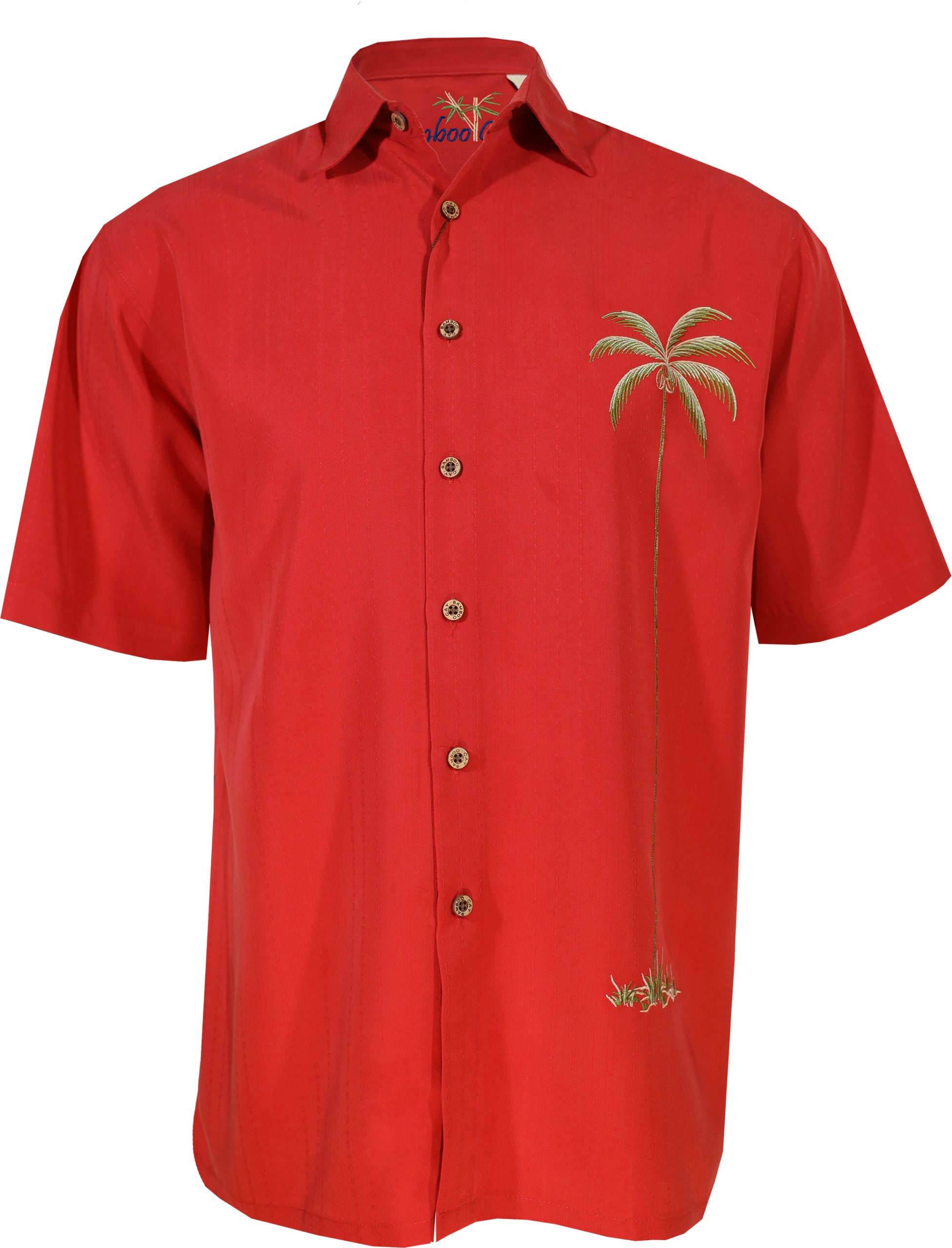 single palm embroidered bamboo cay shirts men