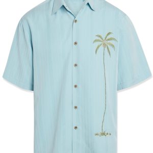 bamboo cay mens palm tree short sleeve embroidered camp shirt for men