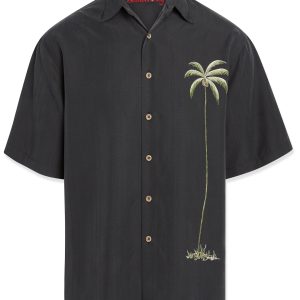 bamboo cay mens palm tree short sleeve embroidered camp shirt for men