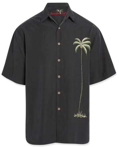 bamboo cay mens palm tree short sleeve embroidered camp shirt for men