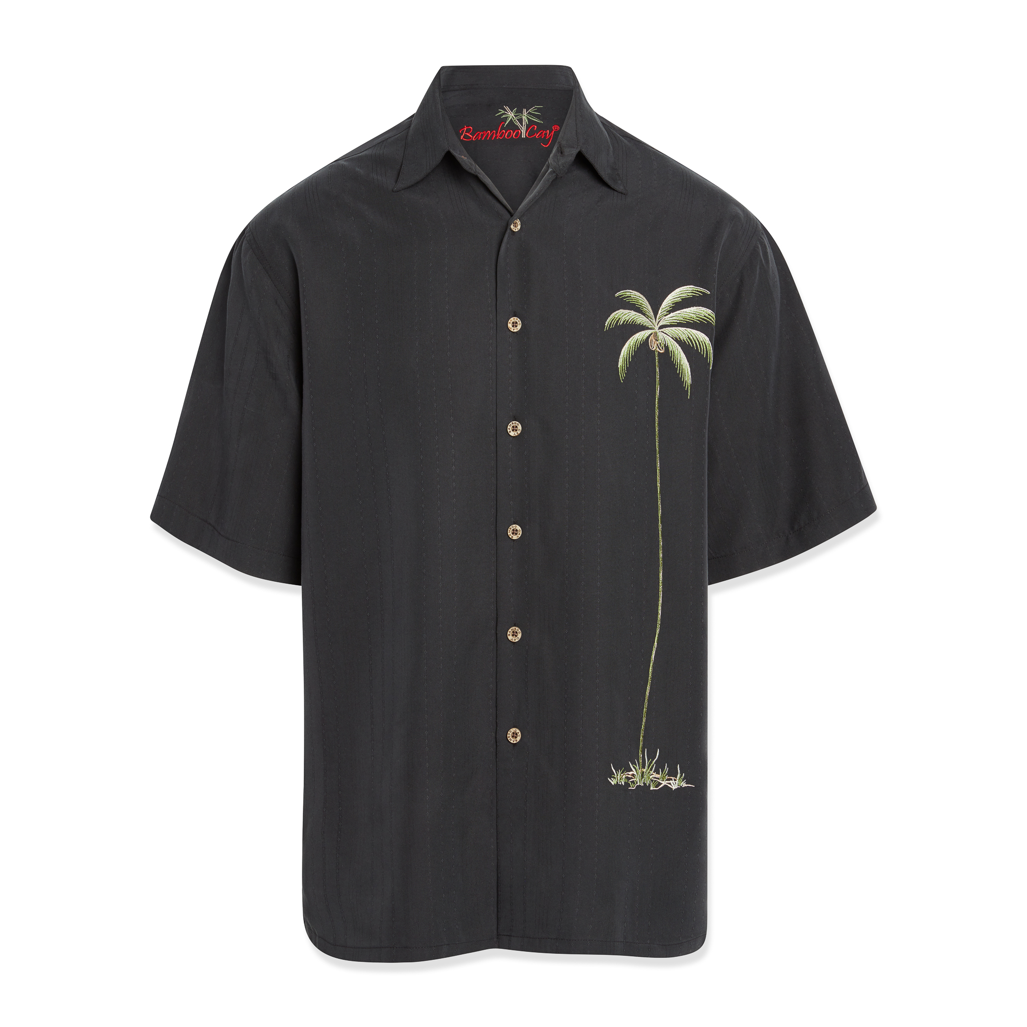 bamboo cay mens palm tree short sleeve embroidered camp shirt for men