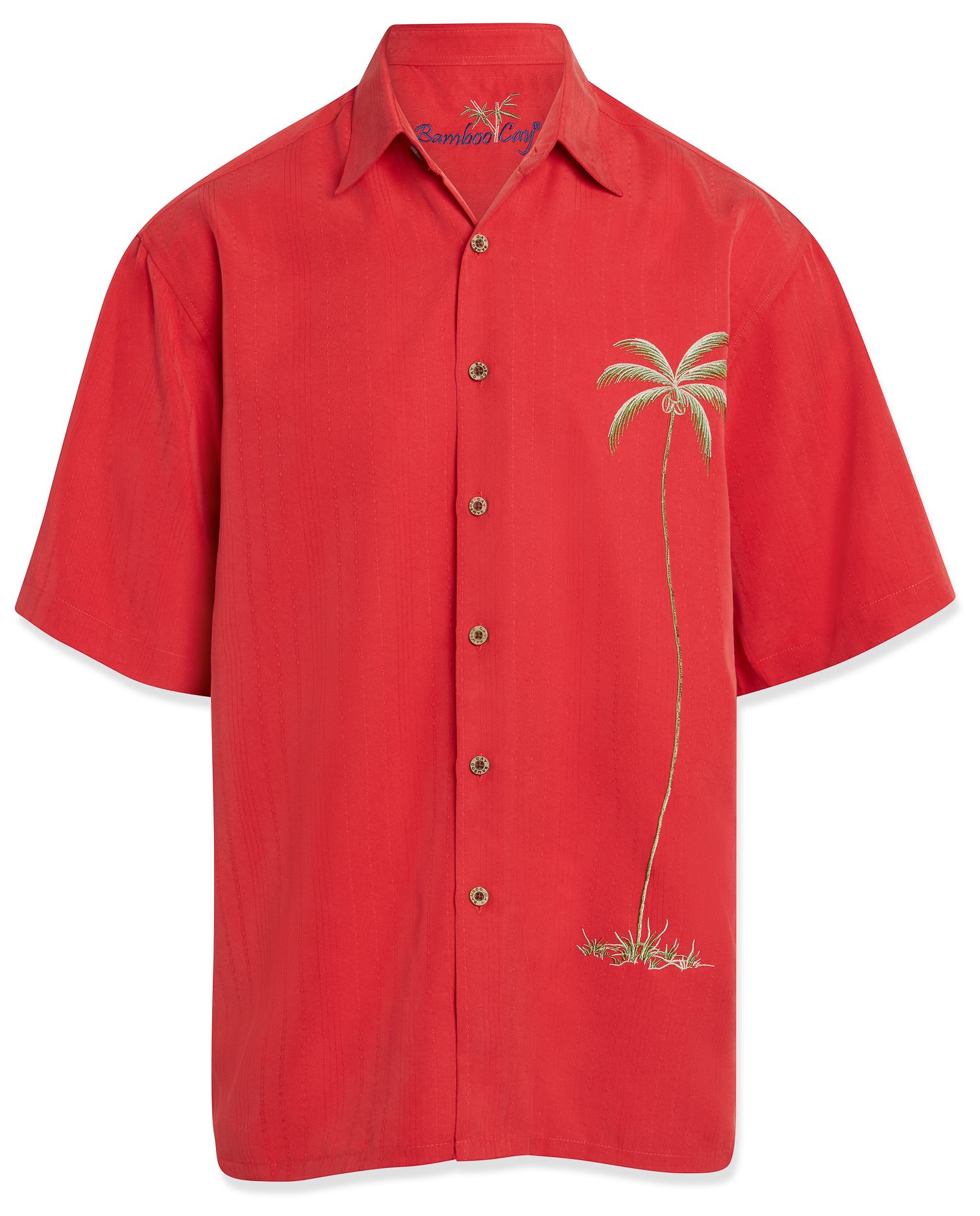 bamboo cay mens palm tree short sleeve embroidered camp shirt for men