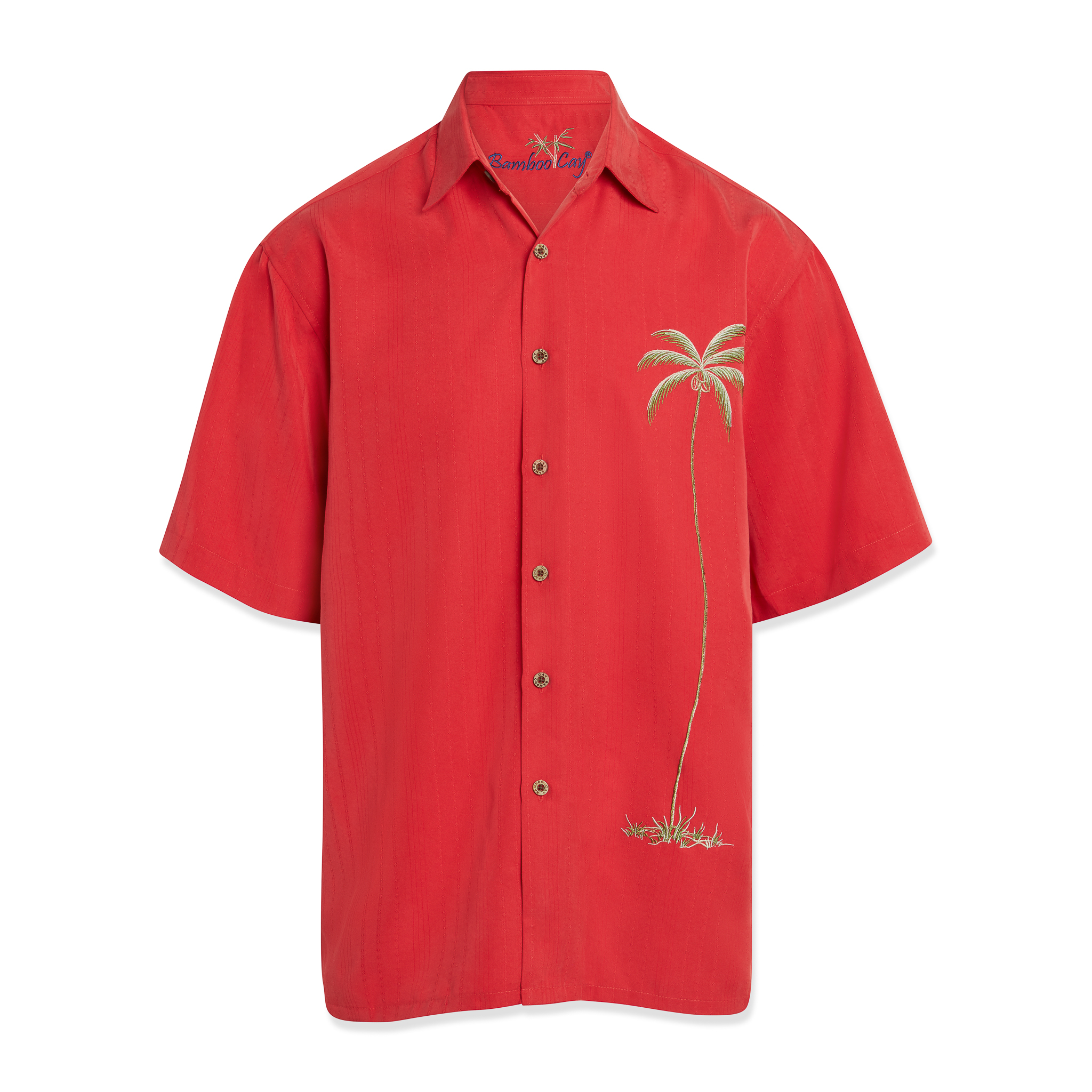 bamboo cay mens palm tree short sleeve embroidered camp shirt for men