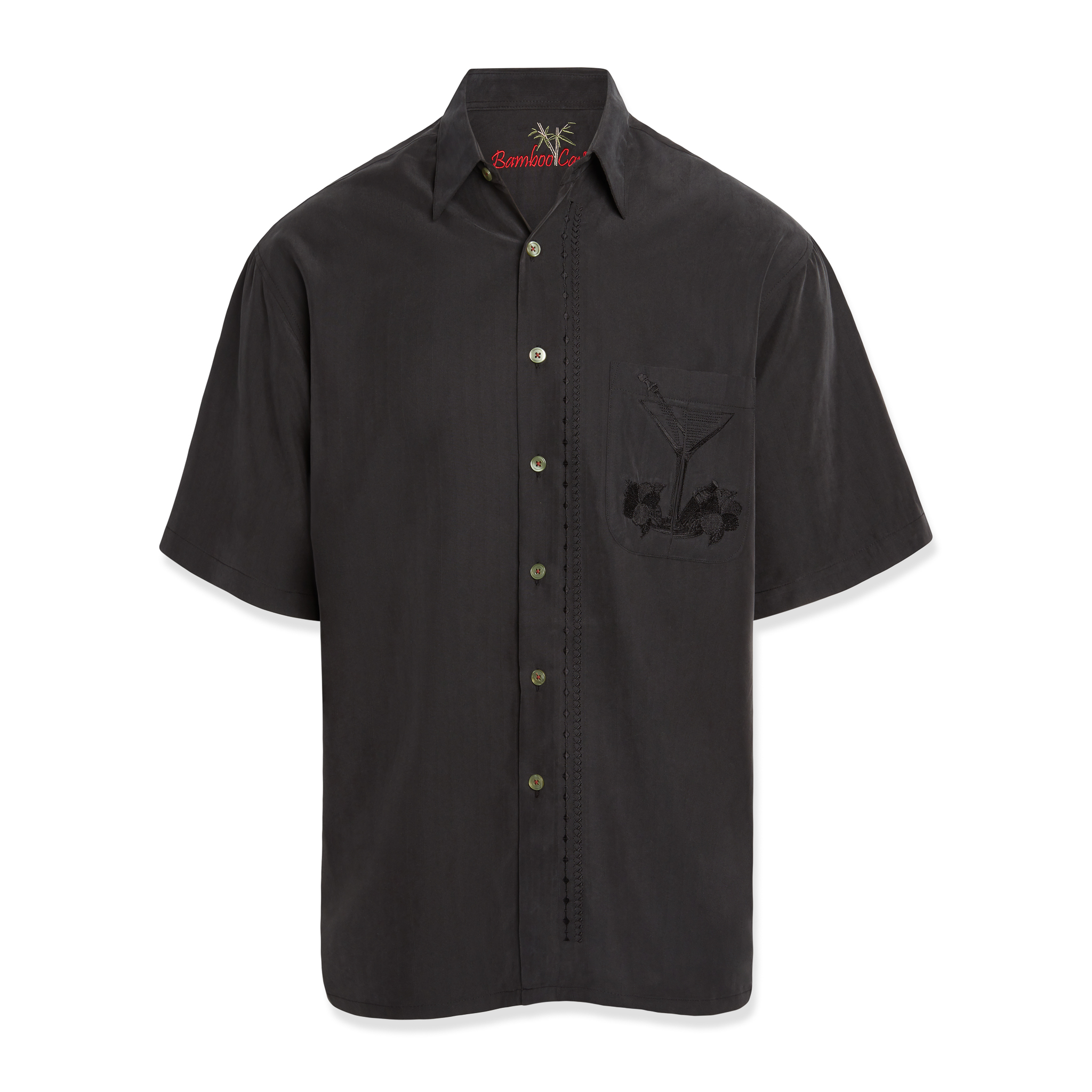 thumbnail image 2 of Bamboo Cay Men's Tropical Shirt - Palm Embroidered Casual Button Down For Summer 2 of 13