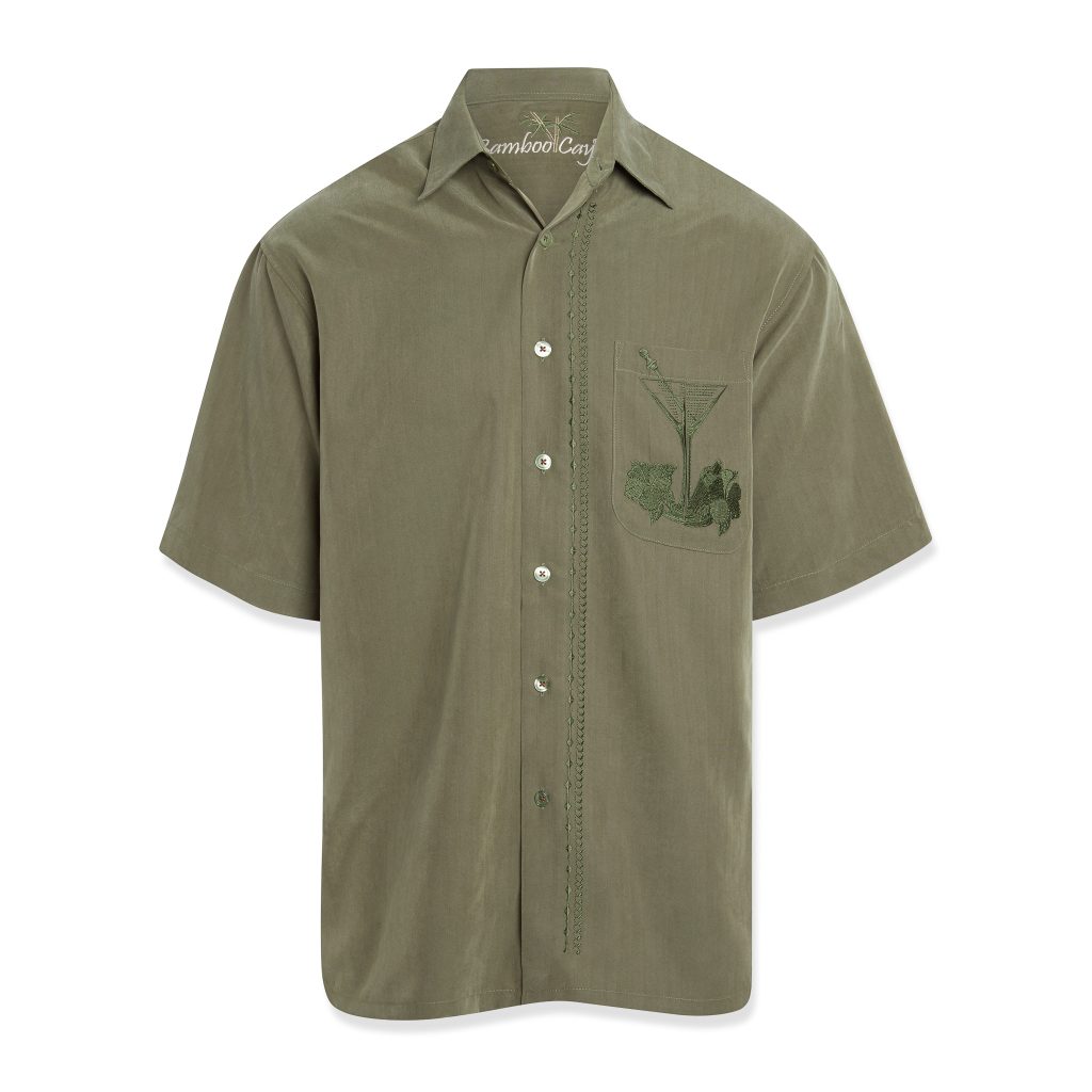 Bamboo Cay Men's Tropical Embroidered Camp Shirt - Short Sleeve Hawaiian Style In Navy