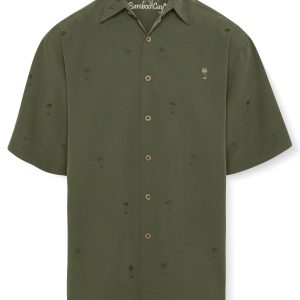 Bamboo Cay Men's All Over Palm Tree Embroidered Button-down Shirt