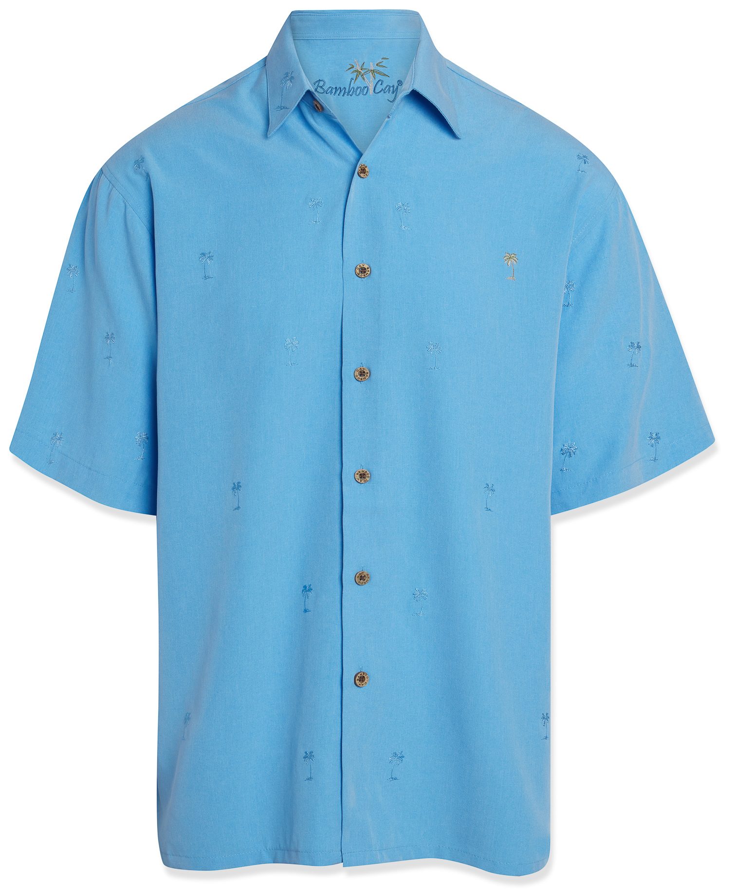 Bamboo Cay Men's All Over Palm Tree Embroidered Button-down Shirt