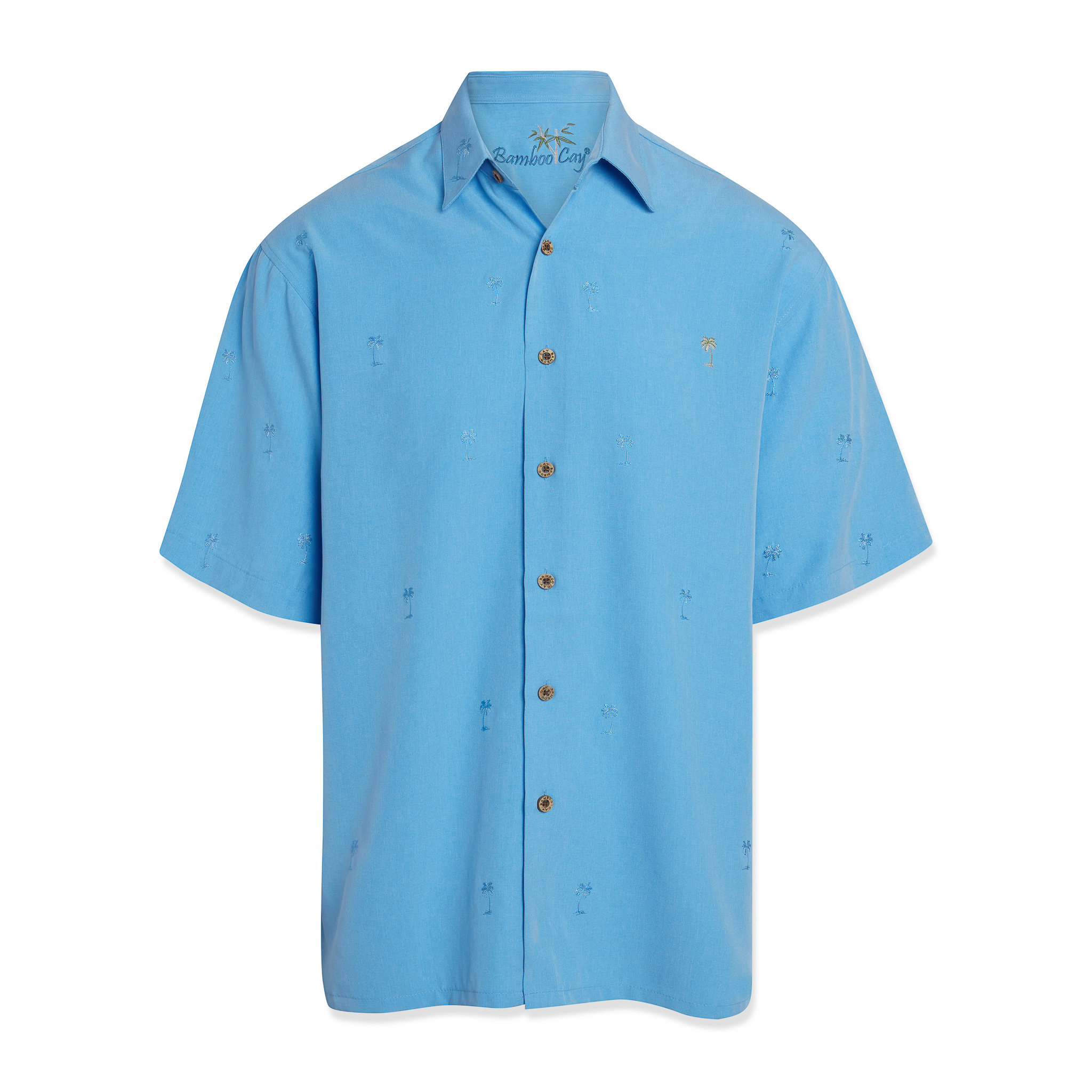 Bamboo Cay Men's All Over Palm Tree Embroidered Button-down Shirt