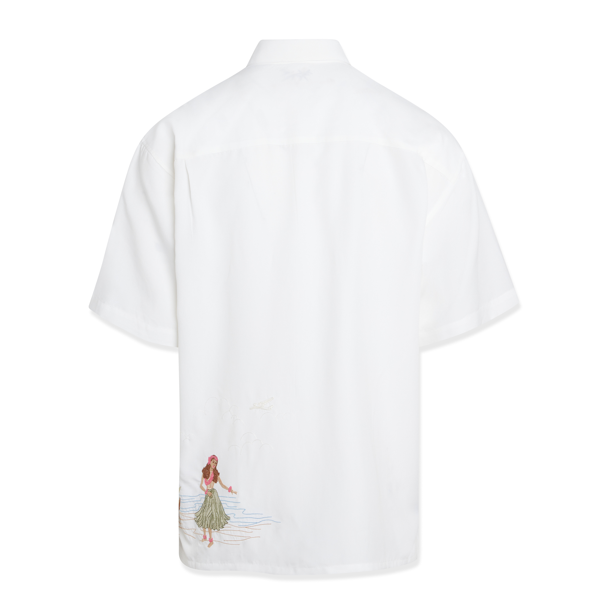 Bamboo cay embroidered mens short sleeve hula luau Hawaiian shirt