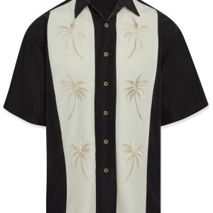 bamboo cay panelled pacific palms bowling shirt