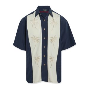 bamboo cay panelled pacific palms bowling shirt