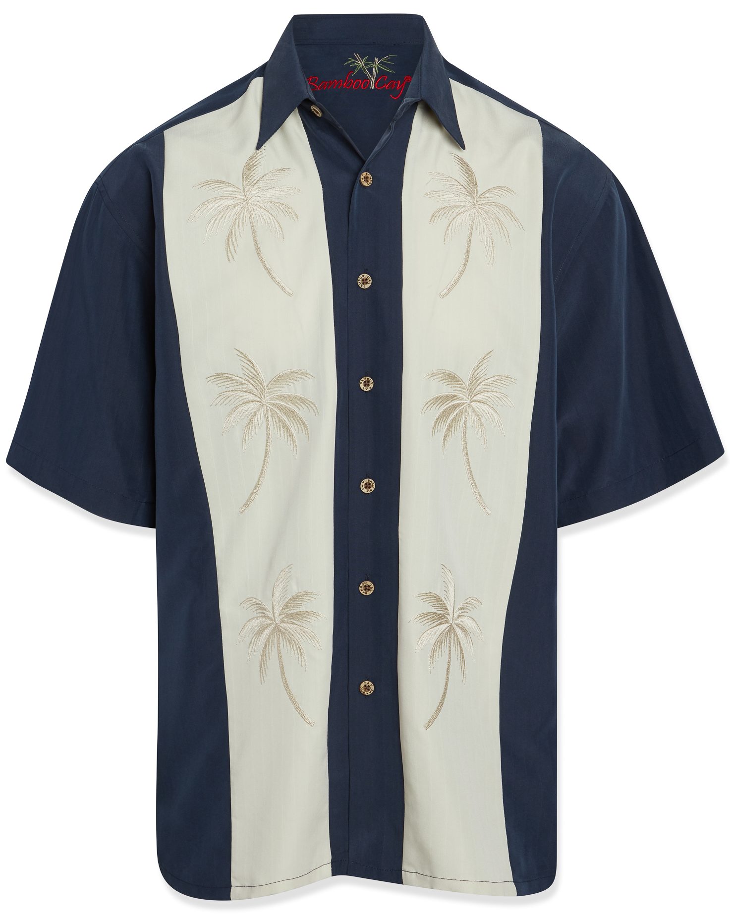 bamboo cay panelled pacific palms bowling shirt