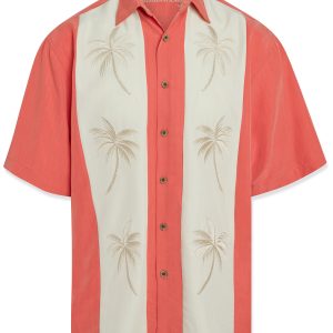 bamboo cay panelled pacific palms bowling shirt