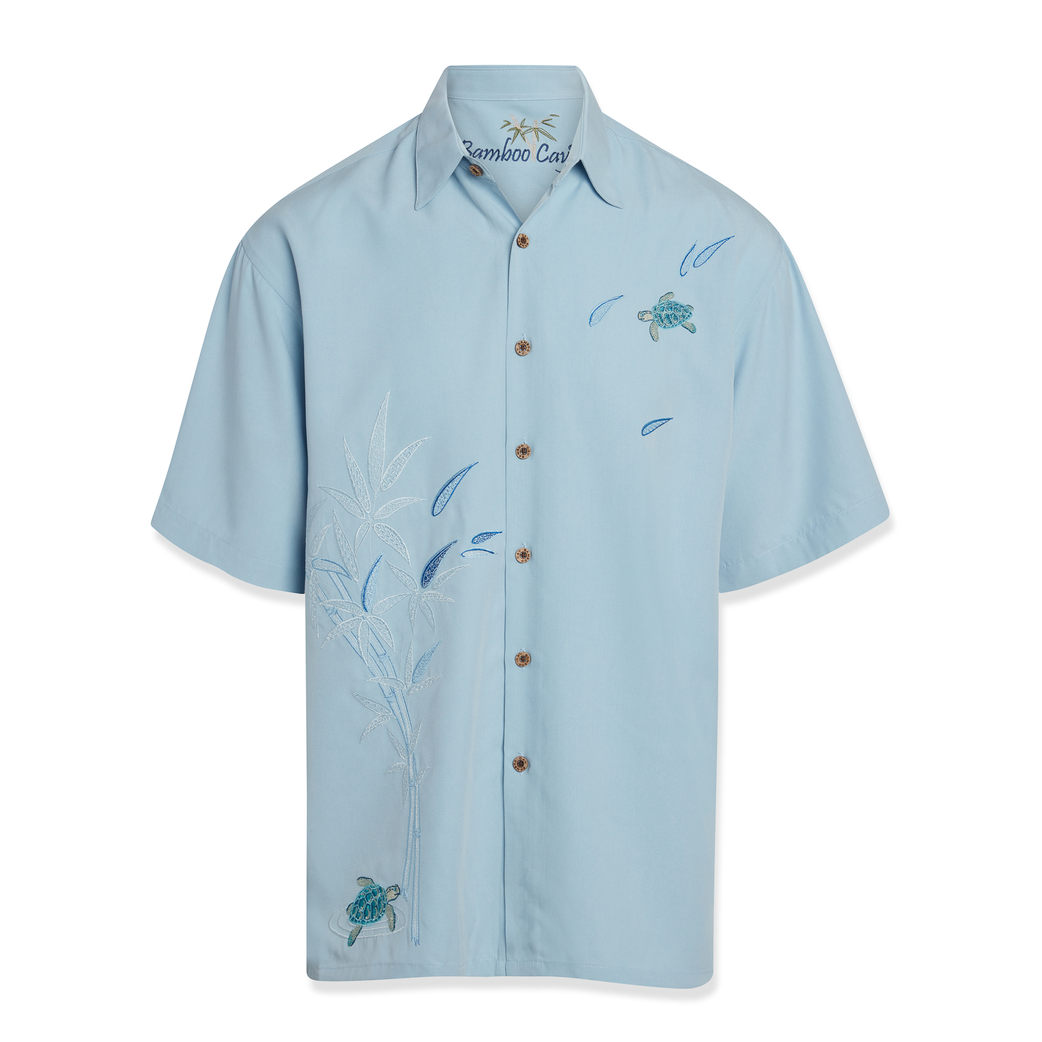 bamboo cay mens flying turtles embroidered short sleeve beach shirt