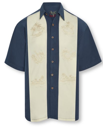 Paneled Aloha - Navy, XL