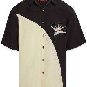 Crescent Bird of Paradise Camp Shirt - XL, Black
