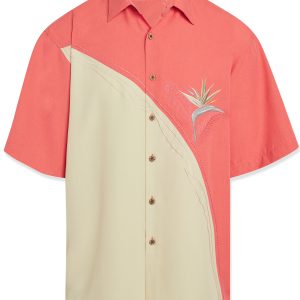 bamboo cay mens crescent bird of paradise short sleeve button up shirt