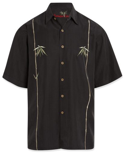 Dual Bamboos Embroidered Shirt - 2XL, Black