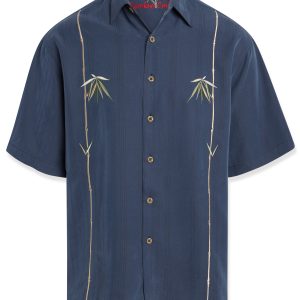 bamboo cay mens dual bamboos embroidered short sleeve shirt