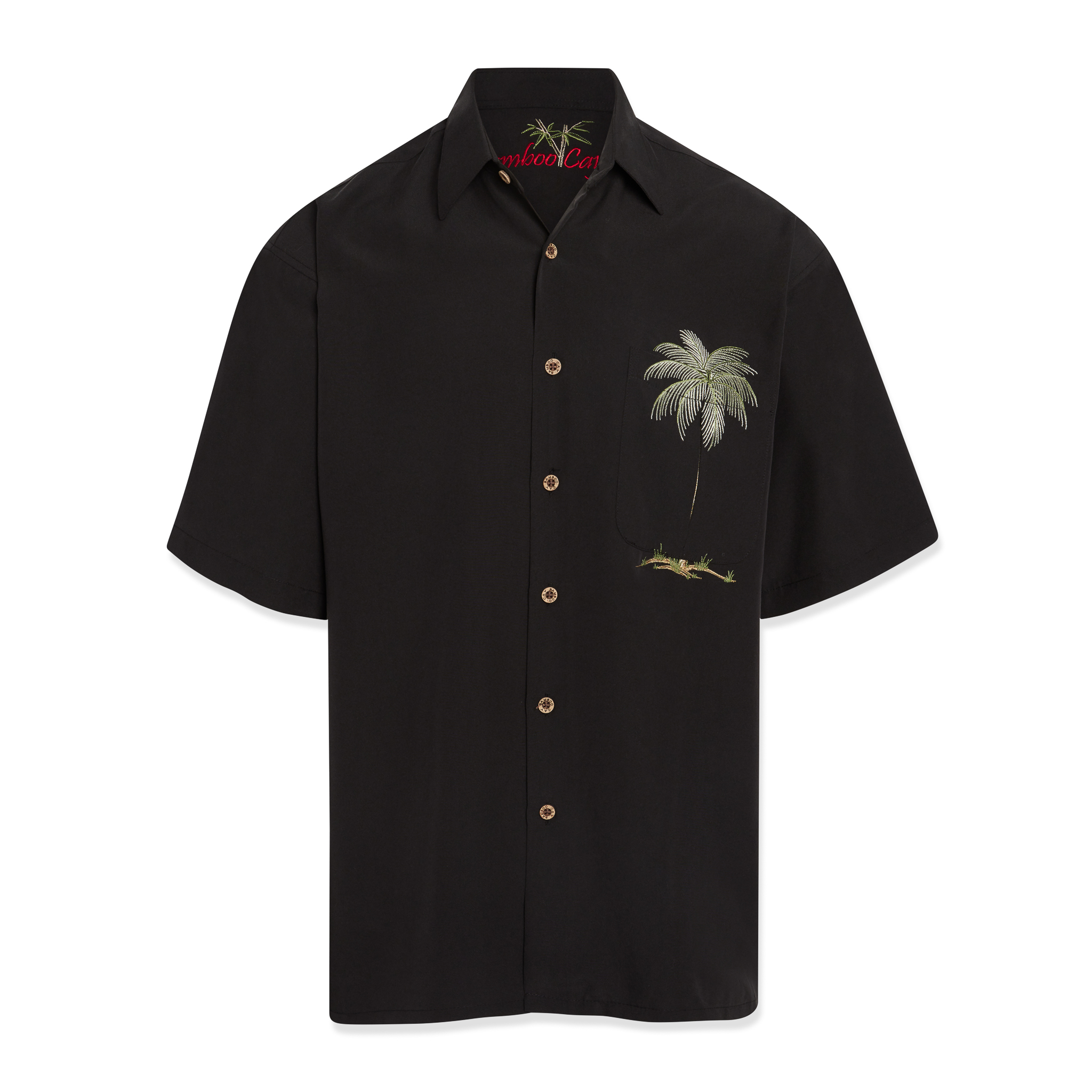 Bamboo cay short sleeve palm tree mens pocket shirt