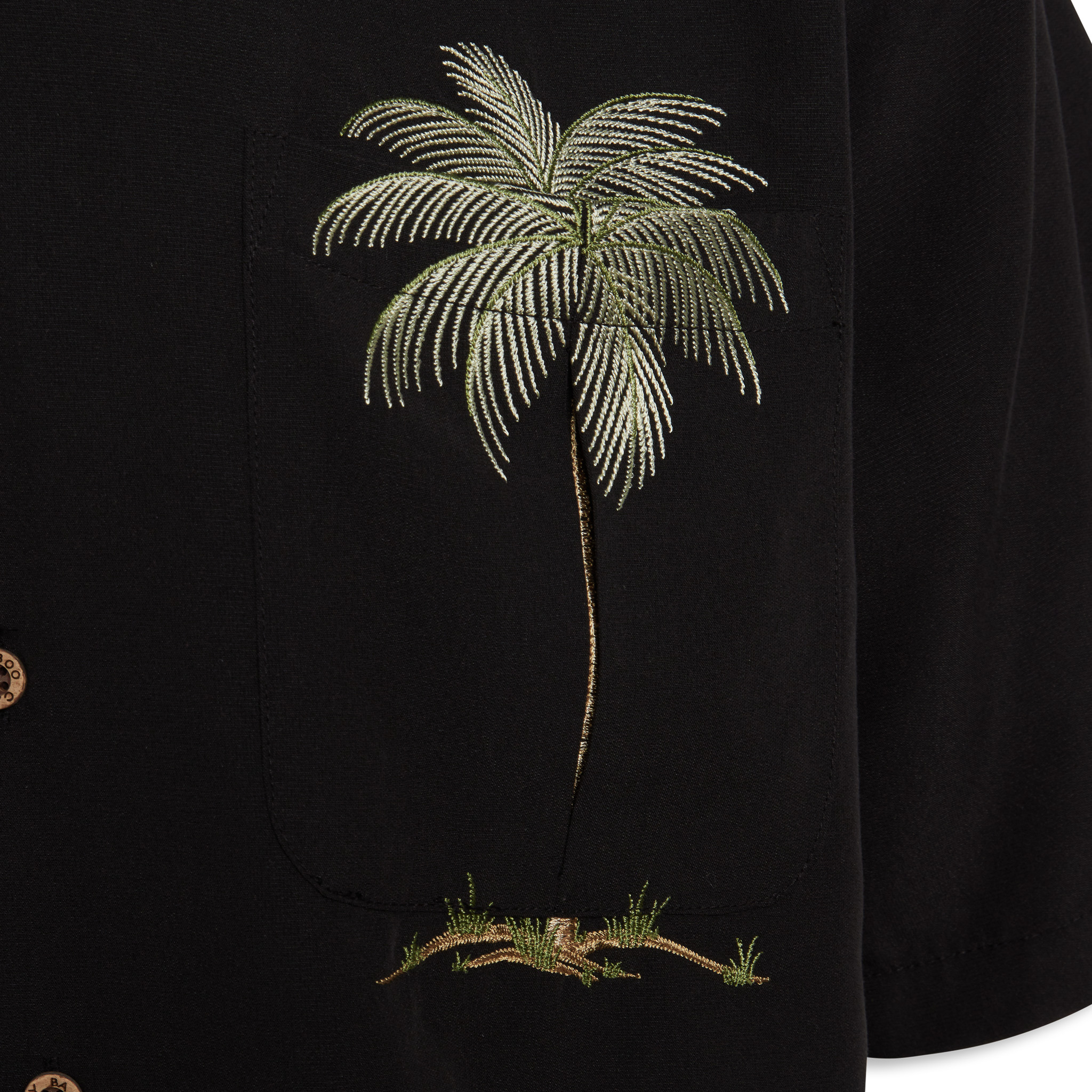 Bamboo cay short sleeve palm tree mens pocket shirt