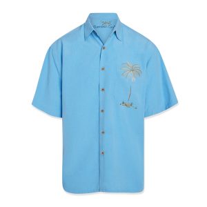 Bamboo cay short sleeve palm tree mens pocket shirt