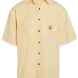 bamboo cay mens embroidered chest bird of paradise tropical button down shirt