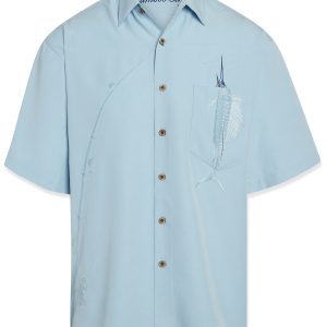 bamboo cay shake the hook embroidered short sleeve tropical camp shirt