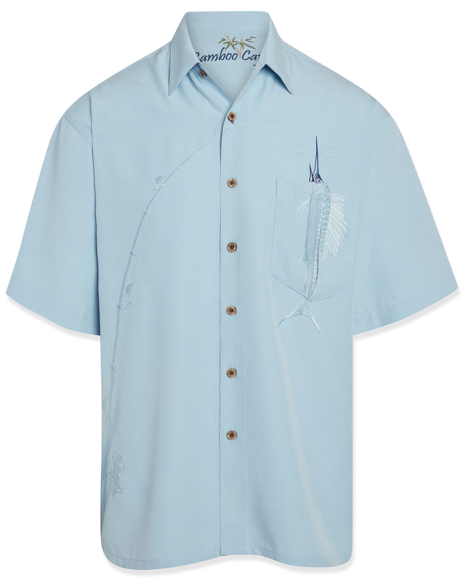 thumbnail image 2 of Bamboo Cay Men's Tropical Shirt - Palm Embroidered Casual Button Down For Summer 2 of 13