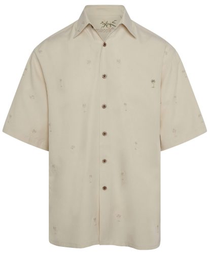 Bamboo Cay Men's All Over Palm Tree Embroidered Button-down Shirt