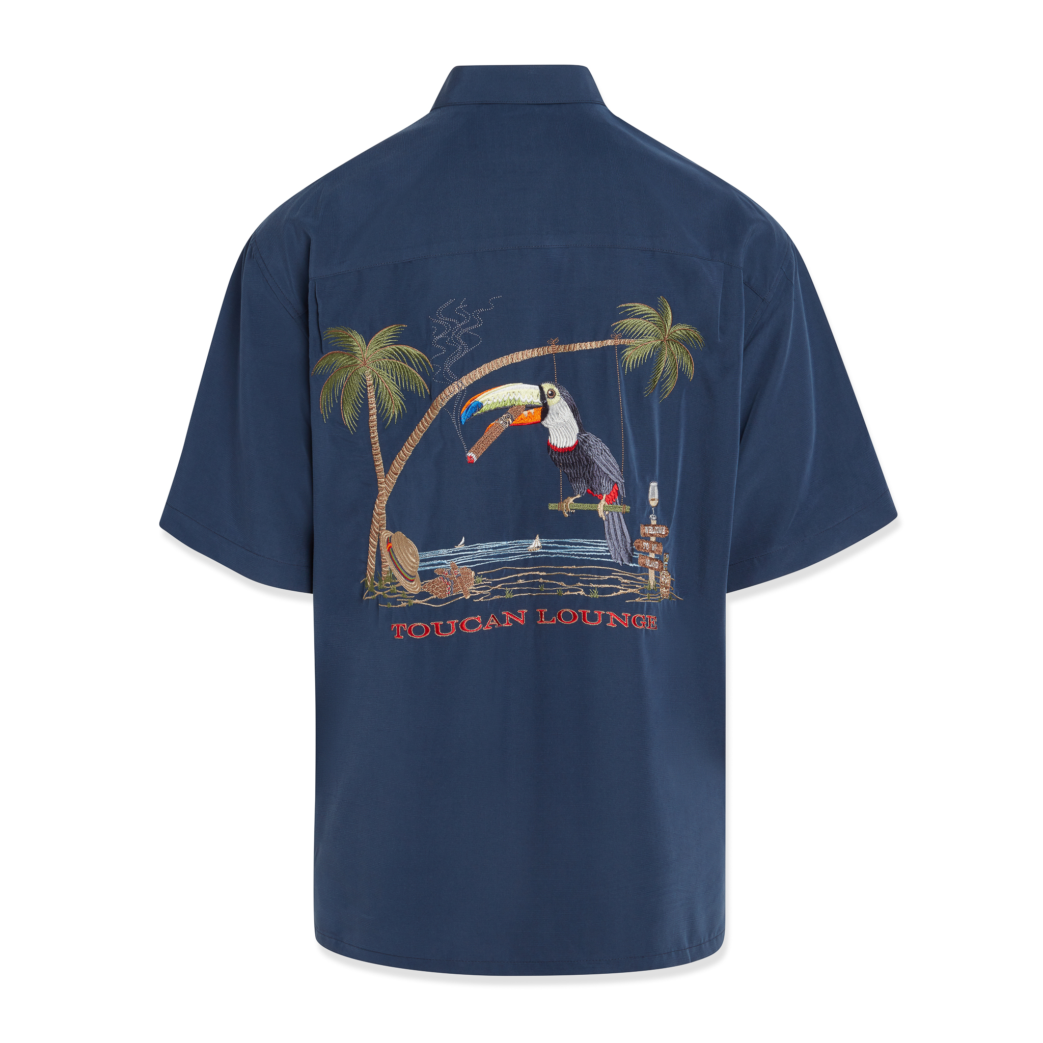 bamboo cay toucan lounge embroidered short sleeve shirt